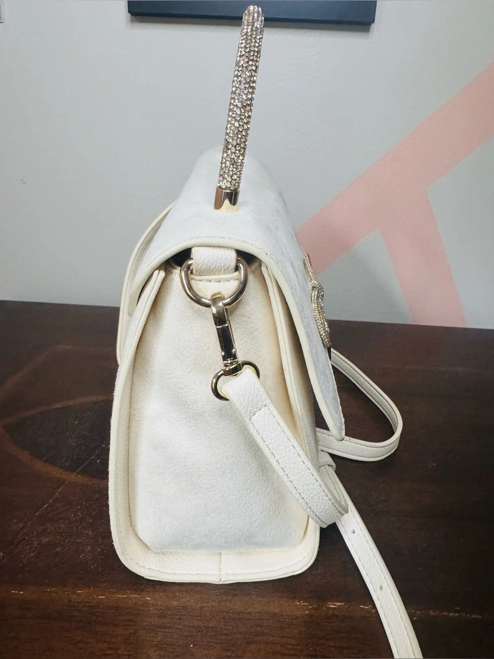 Lauren Conrad Cream Top-Handle Bow Accent Satchel